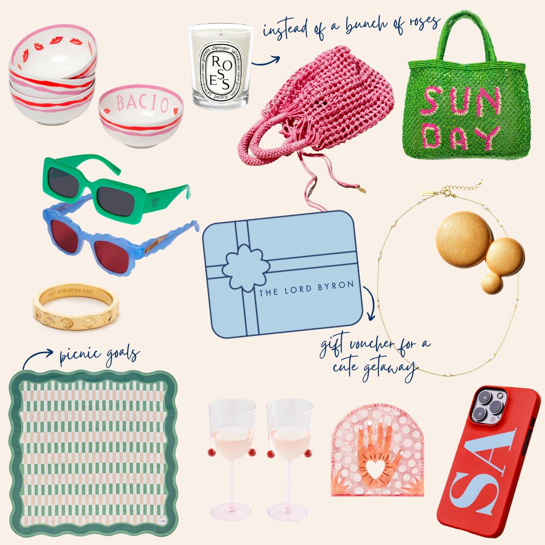 Valentine's Day Gift Guide for Her 2023 - homewares, jewellery, wall art, summer accessories, beach bags, hotel accommodation gift voucher, The Lord Byron, Byron Bay